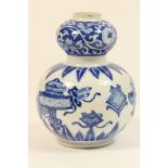 Chinese blue and white double gourd bottle vase, Kangxi (1662-1722),