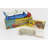 Corgi Major Carrimore car transporter (1101), boxed; also a Corgi kit Batley 'Leofric' garage (601),