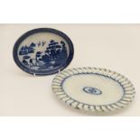 Staffordshire pearlware osier moulded dish, circa 1790,
