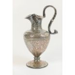 Victorian silver plated engraved wine ewer, circa 1870,