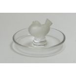 Lalique Moineau cendrier, moulded in clear and frosted glass, marked 'Lalique France', 9.