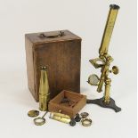 Joseph Amadio lacquered brass compound microscope, circa 1850-60,