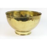 Large brass footed bowl, late 19th Century,