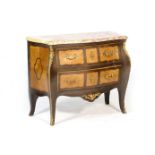 French style kingwood and walnut bombe commode,