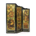 Victorian ebonised scrapbook dressing screen, circa 1880,