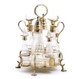 Victorian silver eight bottle cruet by Martin Hall & Co.