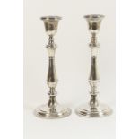 Pair of modern silver candlesticks, Birmingham 1994, urn shaped sconce,