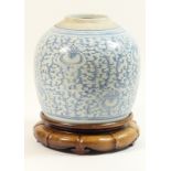 Chinese blue and white ginger jar, Qing Dynasty, 18th or 19th Century,
