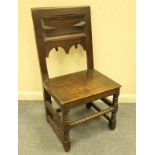 Late 17th Century joined oak side chair, probably Derbyshire,