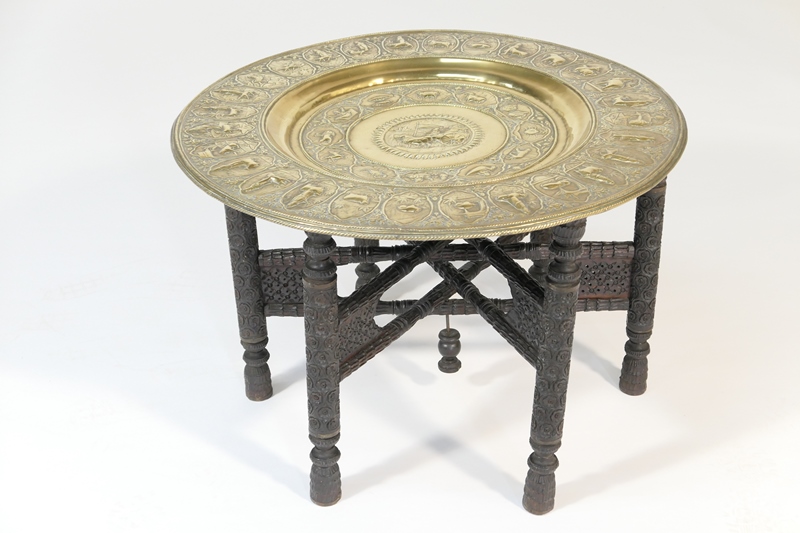 Indian brass tray top table,