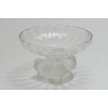 Lalique glass 'Nogent Compote', moulded with four sparrows at the base, in clear and frosted glass,