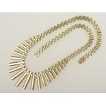 9ct gold fringe brick link choker necklace, 41cm, weight approx.