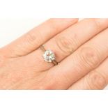 Diamond solitaire ring, brilliant cut stone of approx. 1.