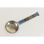 Silver and enamelled souvenir spoon, probably Scandinavian, 15cm, weight approx. 38g (1.