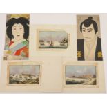 Chinese School (late 19th Century), three rice paper paintings, featuring The Hongs,