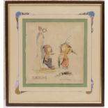 William Dudley B Ward (1879-1935), Flirtation, watercolour over pencil, signed,