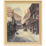 P F Tunstill (Contemporary), Street scene in old Bruges, signed oil painting,