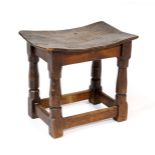 Robert 'Mouseman' Thompson of Kilburn oak stool, circa 1930s,