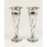 Pair of Edwardian silver trumpet vases, London 1902,