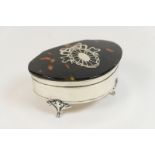 George V silver and tortoiseshell ring box, Birmingham 1919,