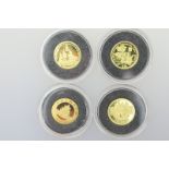 Four fine gold miniature coins, each in 24ct gold, comprising Henry VIII Royal Heritage coin,