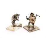 Two modern silver 'Wind in The Willows' desk ornaments 'Toad' and 'Mole', London 1986/7, height 4cm,