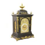 German ebonised and brass mounted chiming bracket clock by Winterhalder and Hofmeier, circa 1900,