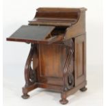 Early Victorian mahogany piano top davenport,