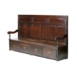 George III large oak box settle,