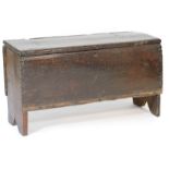 Oak joined coffer, circa 1640-60, single plank top with chip carved edges and moulded outlines,