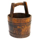 Coopered wooden water pail, 19th Century,