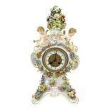 Carl Thieme Potschappel porcelain mantel clock, late 19th Century,