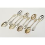 Eight Victorian silver fiddle pattern dessert spoons, by Henry John Lias and Henry John Lias,