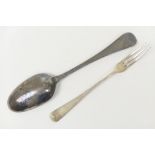 George II silver Hanoverian table spoon, by Starling Wilford, circa 1727, low marks,