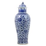 Chinese large blue and white vase and cover, 18th or 19th Century,