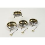 Set of four Victorian silver table salts, by Robert Hennell, London 1863,