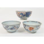 Three Chinese Imari bowls, late 18th Century, 15.5cm, 14.