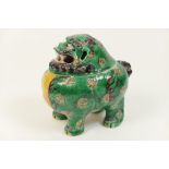 Chinese famille verte kylin incense burner, 19th Century but in Kangxi style, with removable cover,