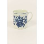 Worcester blue and white printed coffee can, decorated with the three flowers pattern, circa 1770,