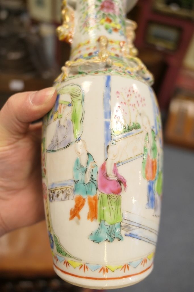 Cantonese famille rose vase, - Image 5 of 10