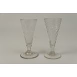 Two late Georgian wrythen moulded ale glasses,