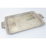 Late Victorian silver plated rectangular serving tray, circa 1900,