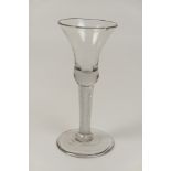 George II air twist wine glass, circa 1750, bell shaped bowl with solid base,