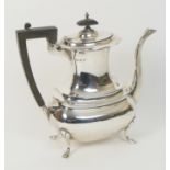 Walker & Hall silver coffee pot, Sheffield 1912, baluster form with waisted neck,