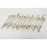 Fifteen Victorian silver fiddle pattern dessert forks by James and Josiah Williams, Exeter 1870/71,