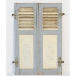 Pair of French provincial painted window shutters, later 19th Century,