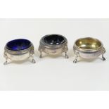 Set of three Victorian silver salts, by James and Josiah Williams, Exeter 1870,
