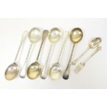 Set of six George V silver Hanoverian pattern soup spoons, by Percy Frederick Jackson, Chester 1926,