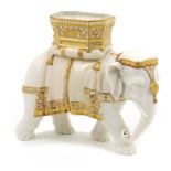 Royal Worcester porcelain model of an Indian elephant with howdah, circa 1879, gilded decoration,