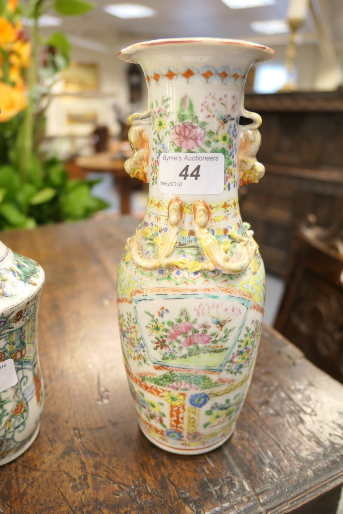 Cantonese famille rose vase, - Image 2 of 10